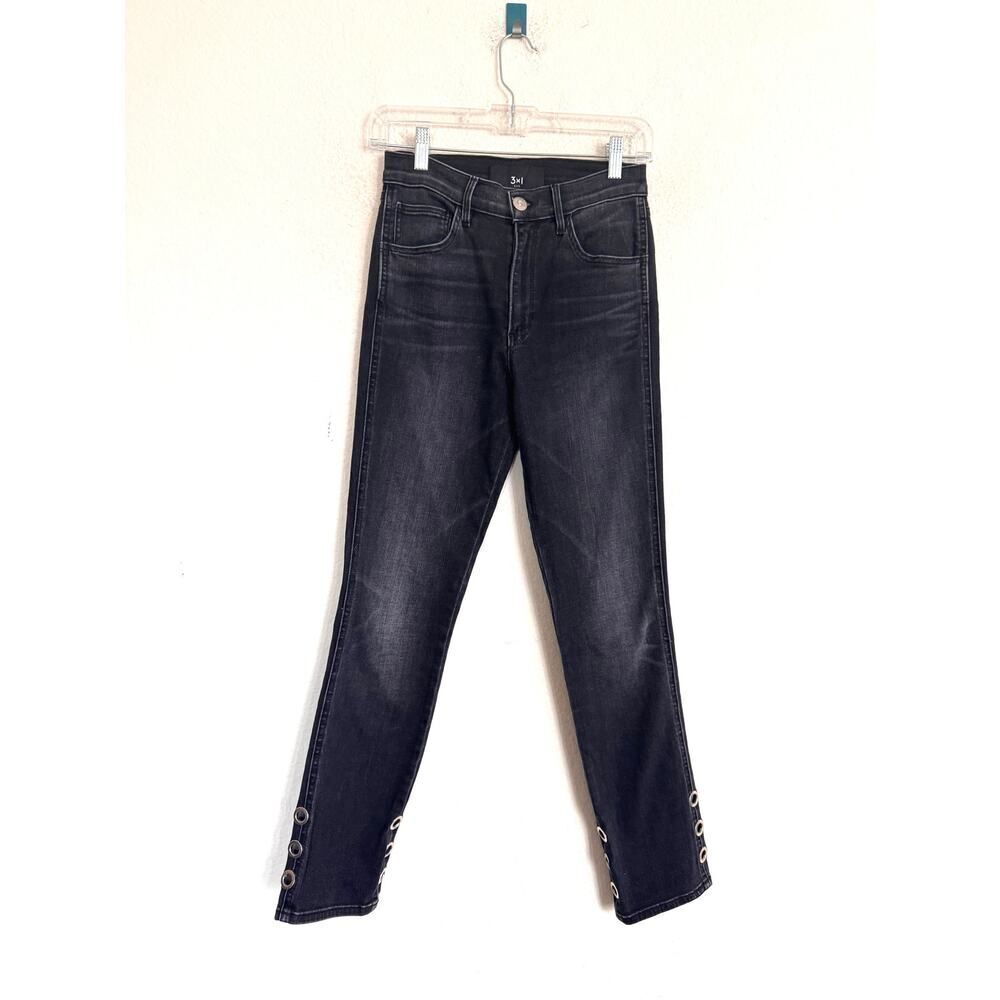 3 x 1 high waist dark wash skinny jeans black 25”